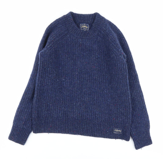 Superdry Women's Blue Crew Neck Jumper Size 8