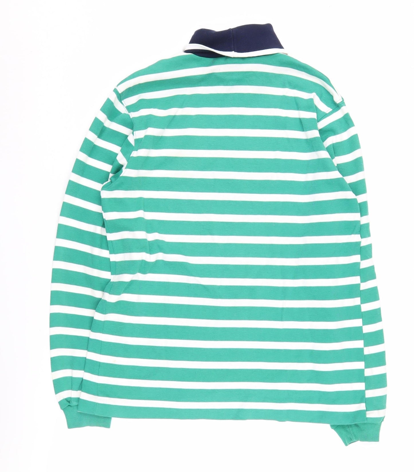 Lands' End Men's Green Striped Pullover Sweatshirt, M