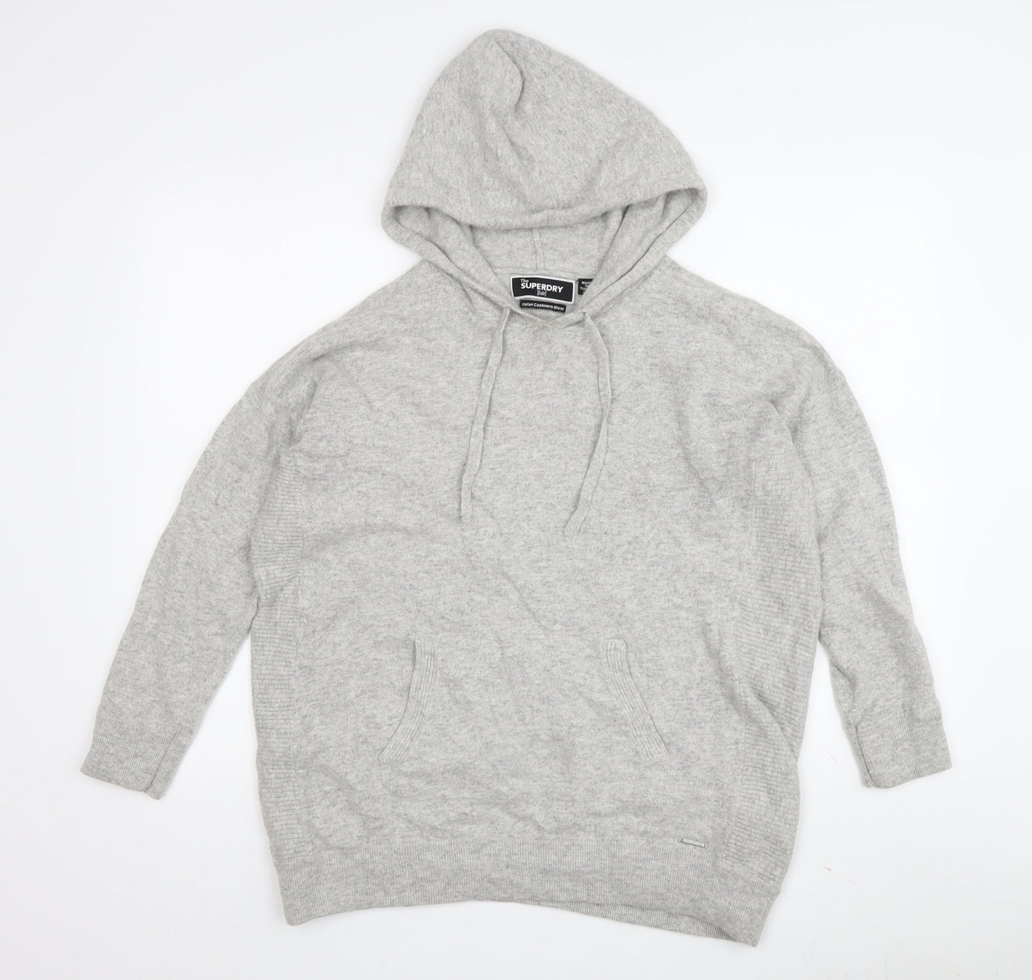 Superdry Women's Grey Hooded Pullover Jumper Size 12