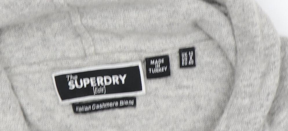 Superdry Women's Grey Hooded Pullover Jumper Size 12