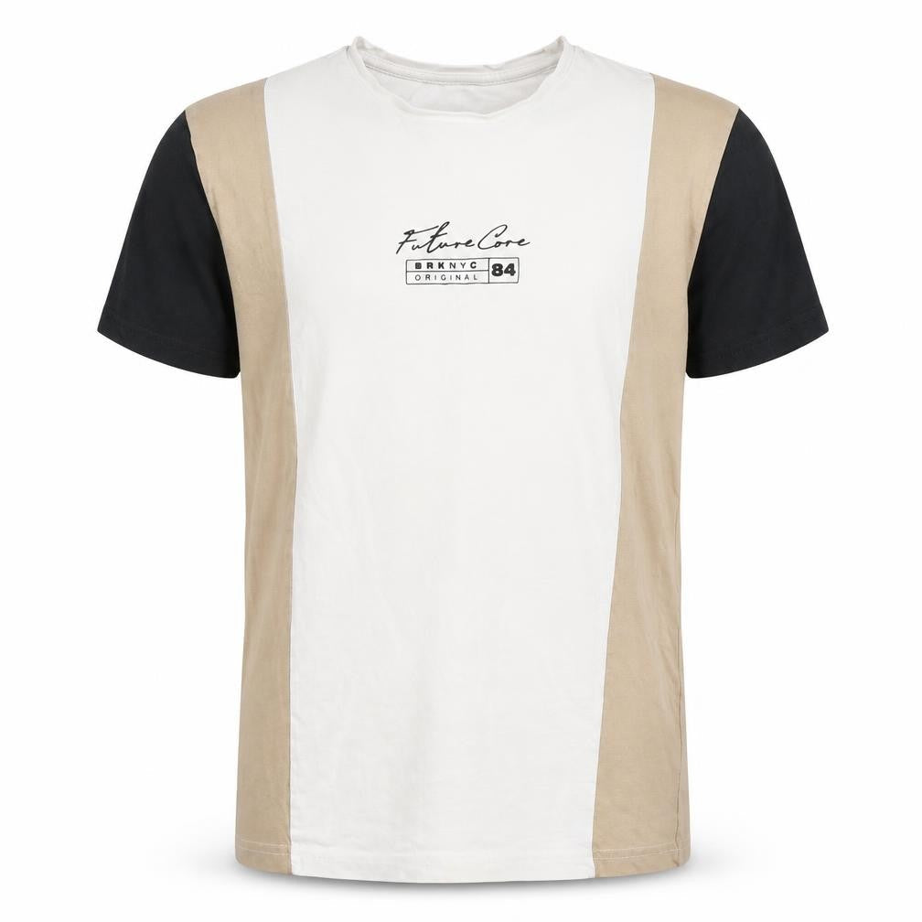 Peacocks Men's Colourblock T-Shirt - M, Beige/Black/White