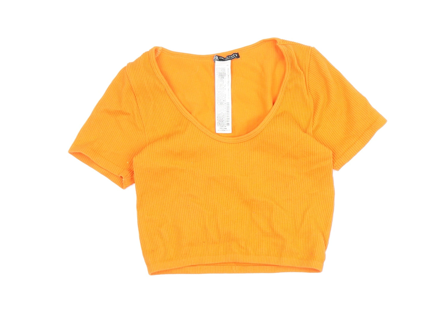 Zara Women's Orange Cropped T-Shirt, Size M-L