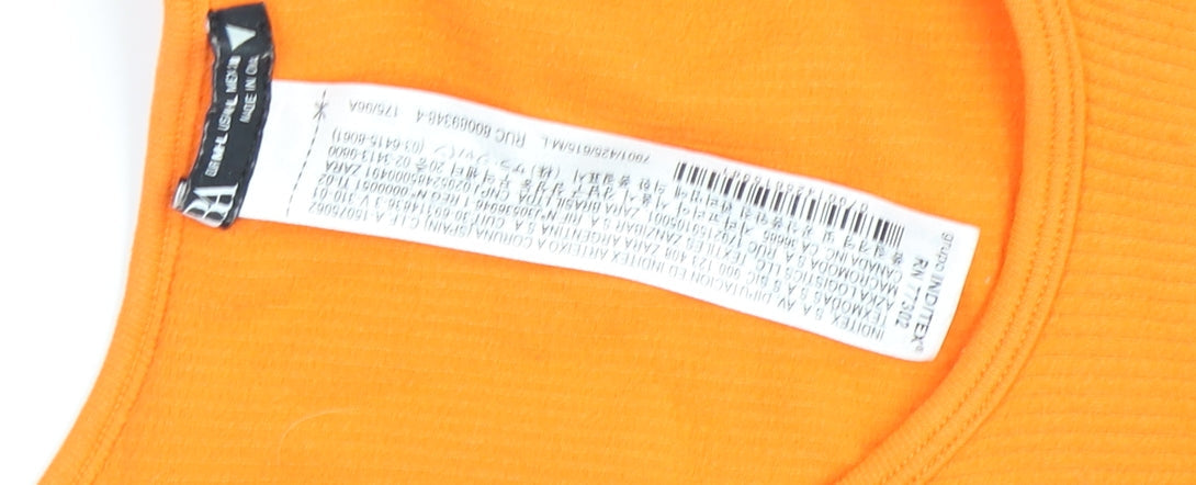 Zara Women's Orange Cropped T-Shirt, Size M-L
