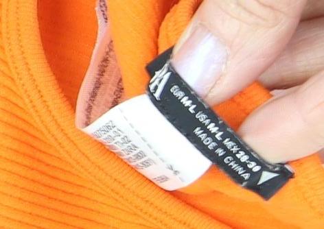 Zara Women's Orange Cropped T-Shirt, Size M-L