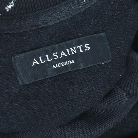AllSaints Men's Black M Pullover Sweatshirt, Logo Accents