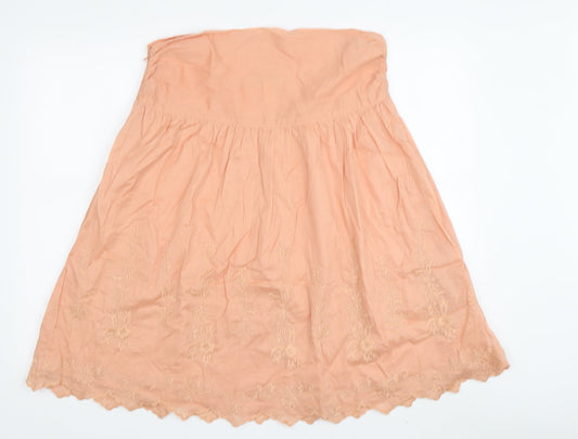 MNG Women's Orange Embroidered Peasant Skirt Size 12
