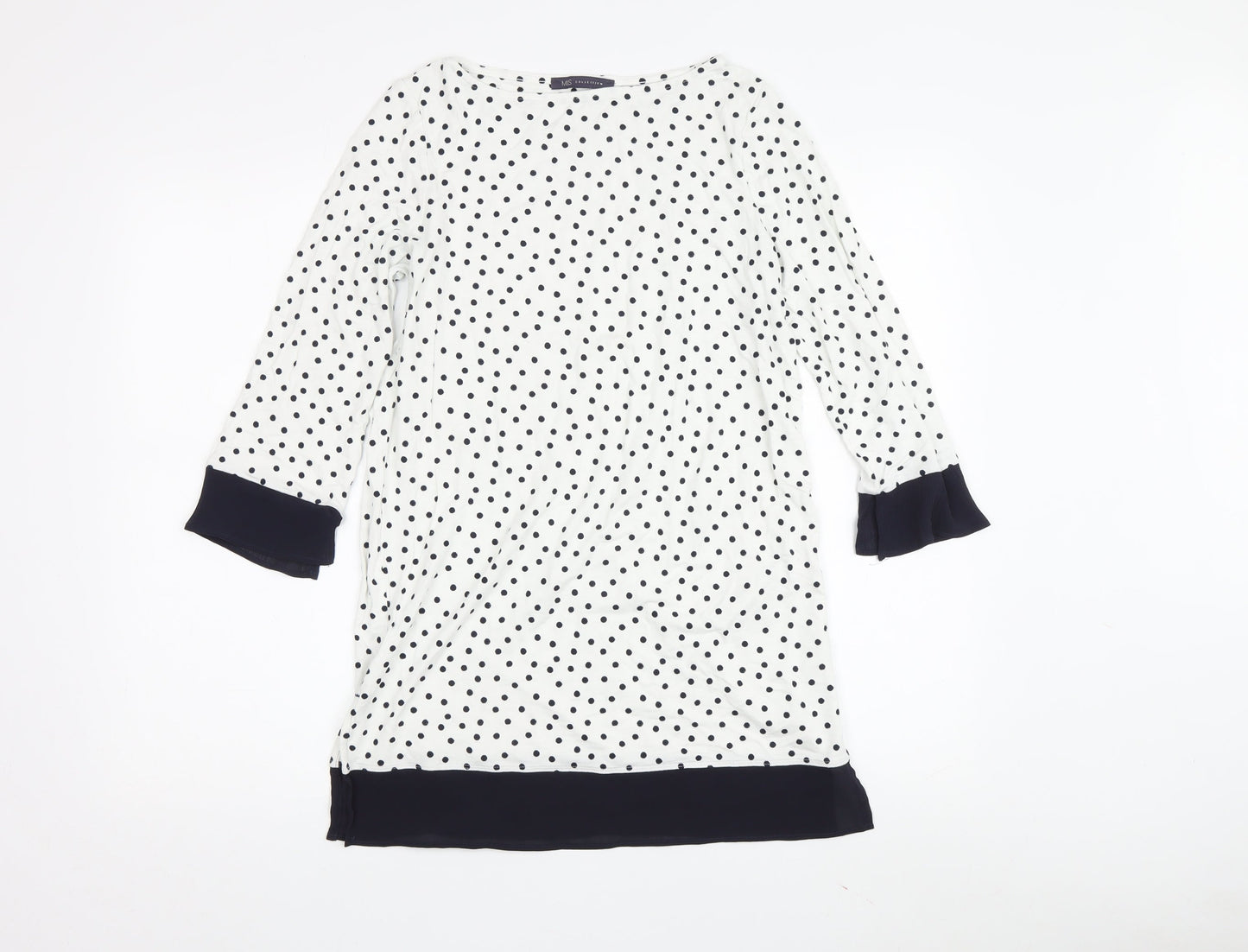 Marks and Spencer Women's White Polka Dot Blouse, Size 6
