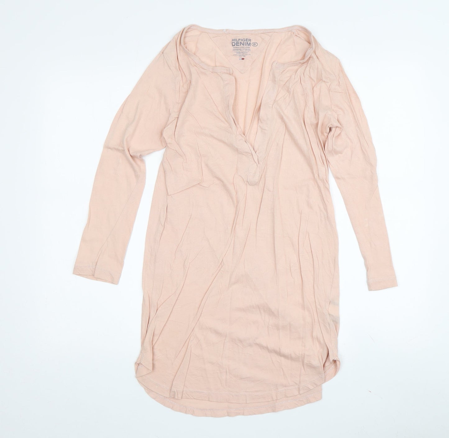 Hilfiger Denim Women’s Pink V-Neck Long Sleeve T-Shirt