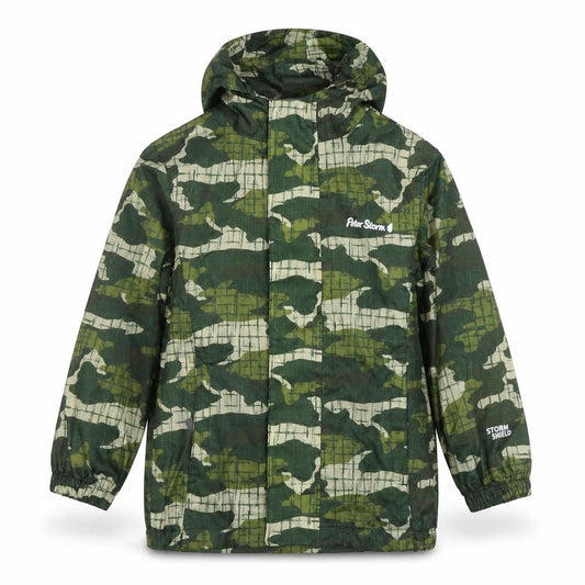 Peter Storm Boys Green Camouflage Rain Coat Size 3-4 Years