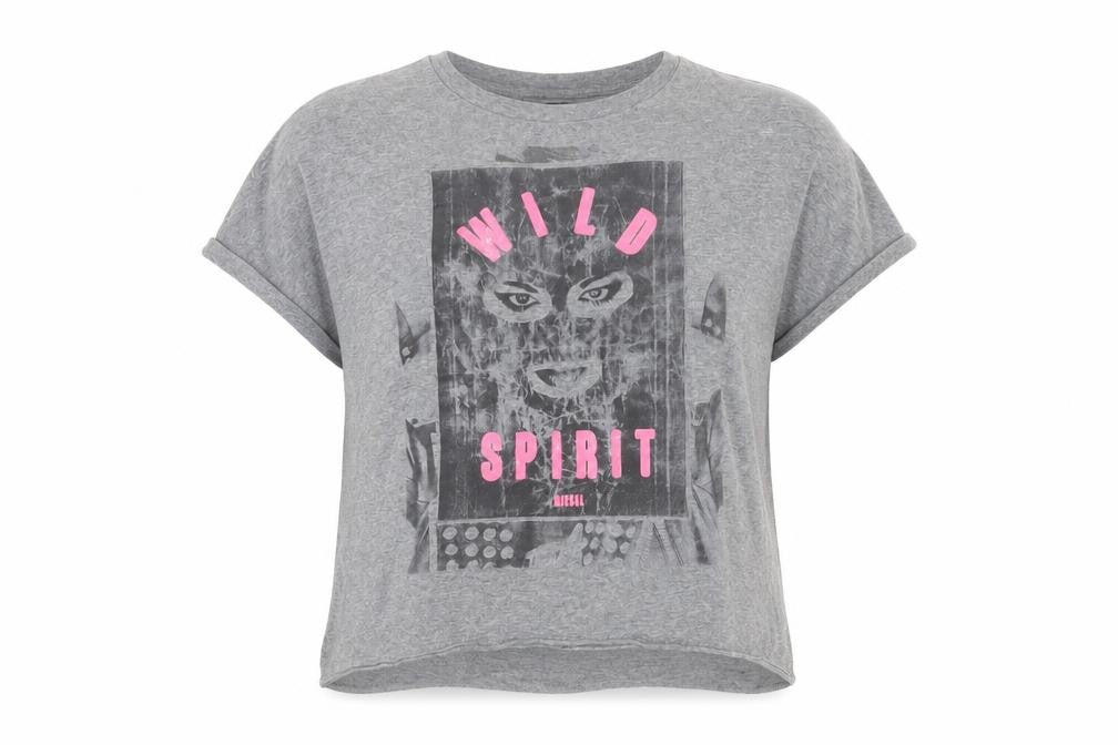 Womens UK Size XS Diesel Grey 100% Cotton T-Shirt