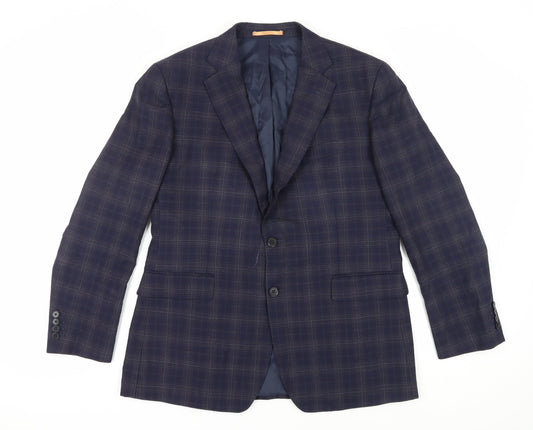 Charles Tyrwhitt Blue Plaid Slim Fit Wool Blazer 44R
