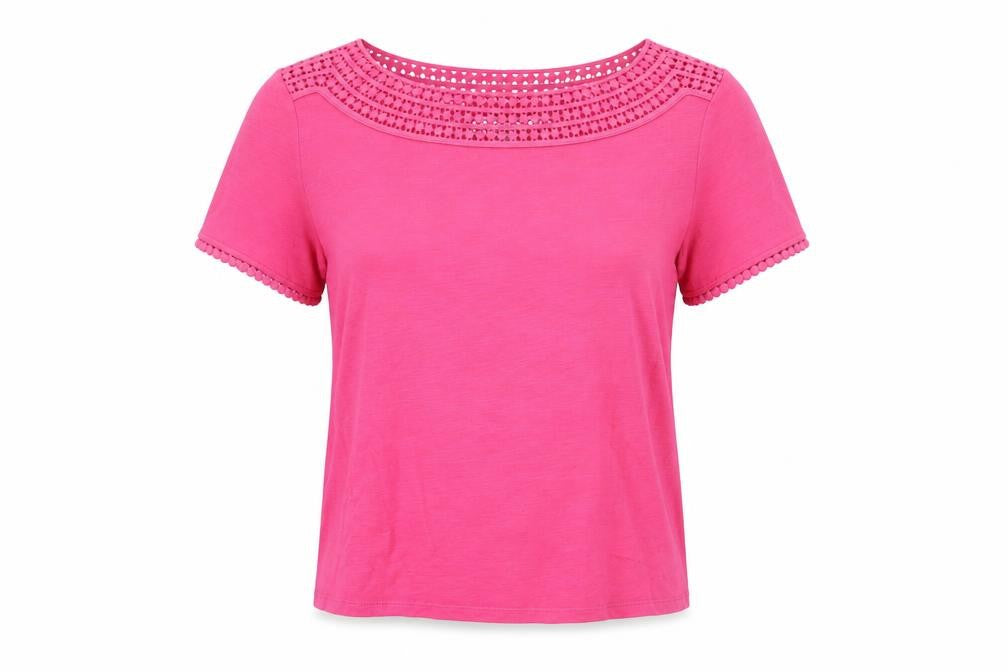 Womens UK Size 8 Laura Ashley Pink 100% Cotton T-Shirt