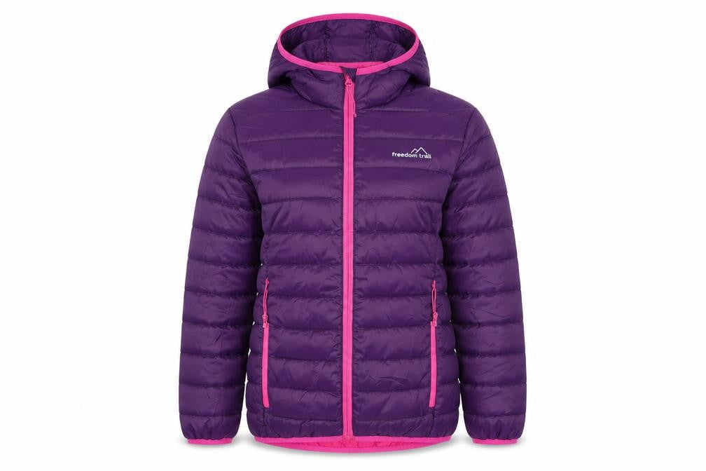 Freedom Trail Girls' Purple Puffer Jacket, 9-10 Years, Hooded, Zip Closure