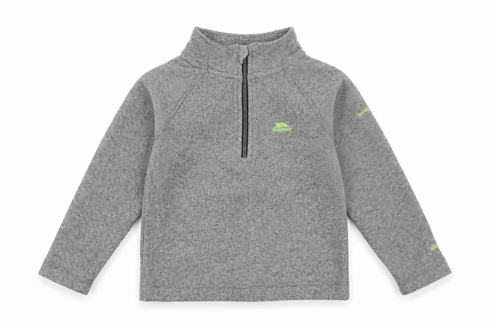 Front view of Trespass boys’ grey 1/4 zip sweatshirt, 2-3 years, regular fit
