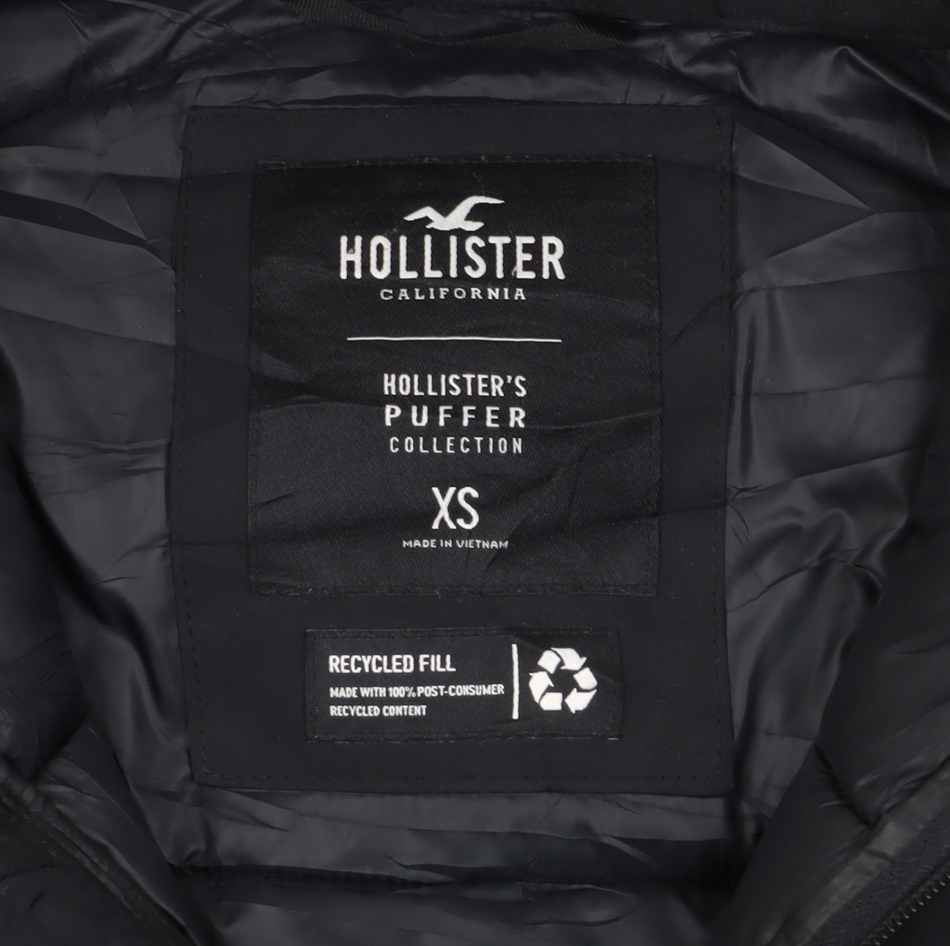 Hollister Men's Black XS Puffer Jacket, Winter Casual