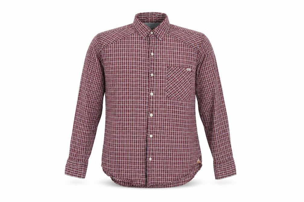Front view of Vintage Co. Men's Red Check Long Sleeve Shirt L