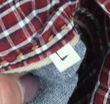 Vintage Co. Men's Red Check Long Sleeve Shirt L