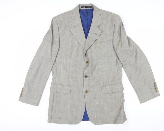 DAKS Men's Grey Check Blazer 38R - Elegant Formal Jacket