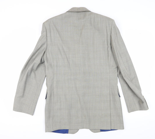 DAKS Men's Grey Check Blazer 38R - Elegant Formal Jacket