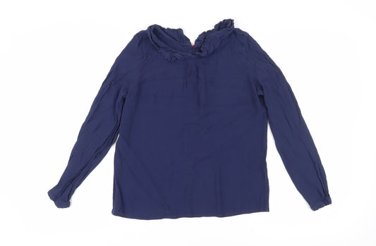 Joules Women's Blue Long Sleeve Viscose Top UK 12