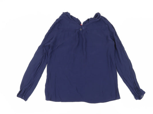 Joules Women's Blue Long Sleeve Viscose Top UK 12