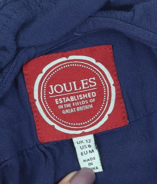 Joules Women's Blue Long Sleeve Viscose Top UK 12