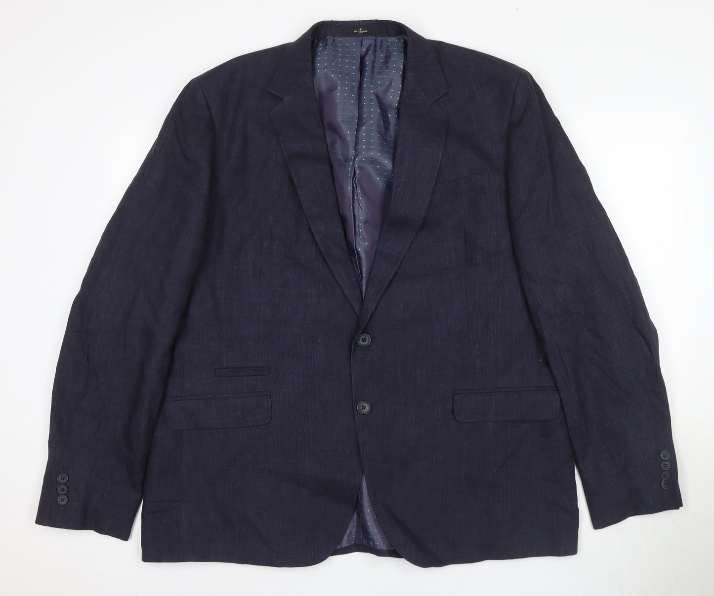 Jeff Banks Men's Blue Linen Blazer 20 Regular Lined