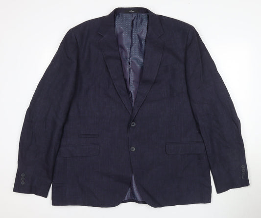 Jeff Banks Men's Blue Linen Blazer 20 Regular Lined
