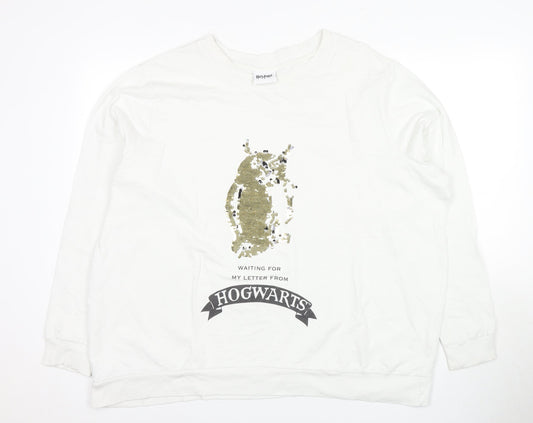 Simply Be Women's White Plus Size Harry Potter Sweatshirt