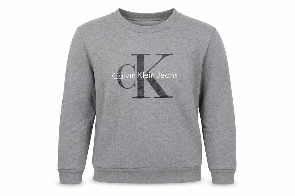 Mens UK S Regular Calvin Klein Jeans Grey Pullover Sweatshirt