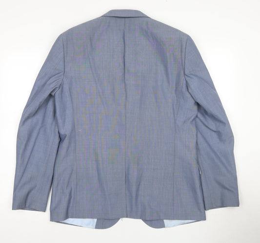 Moss London Blue Check Blazer, Size 42R, Men's Regular Fit
