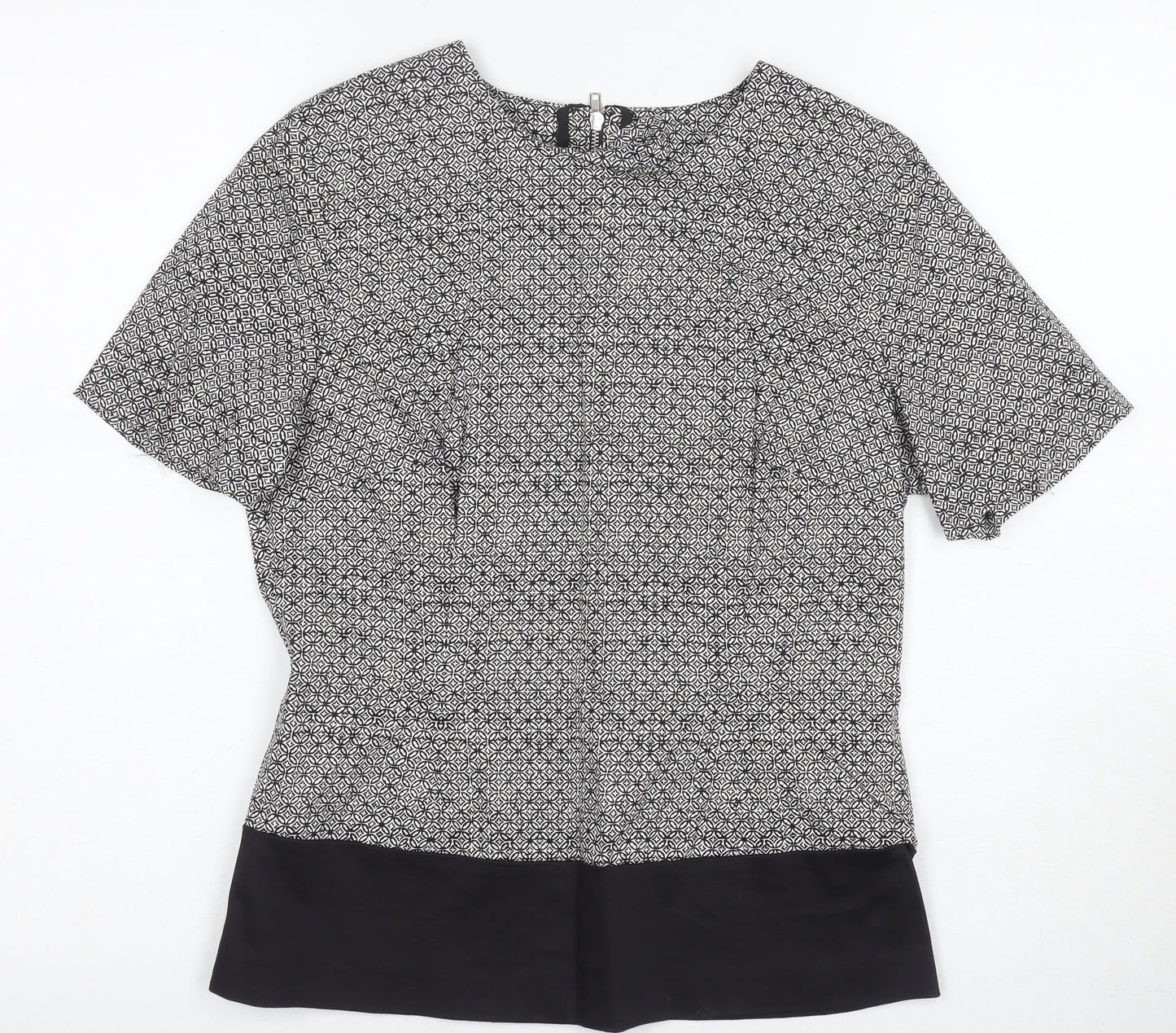 Kew 159 Women's Black & White Geometric Blouse Size 10