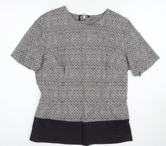 Kew 159 Women's Black & White Geometric Blouse Size 10