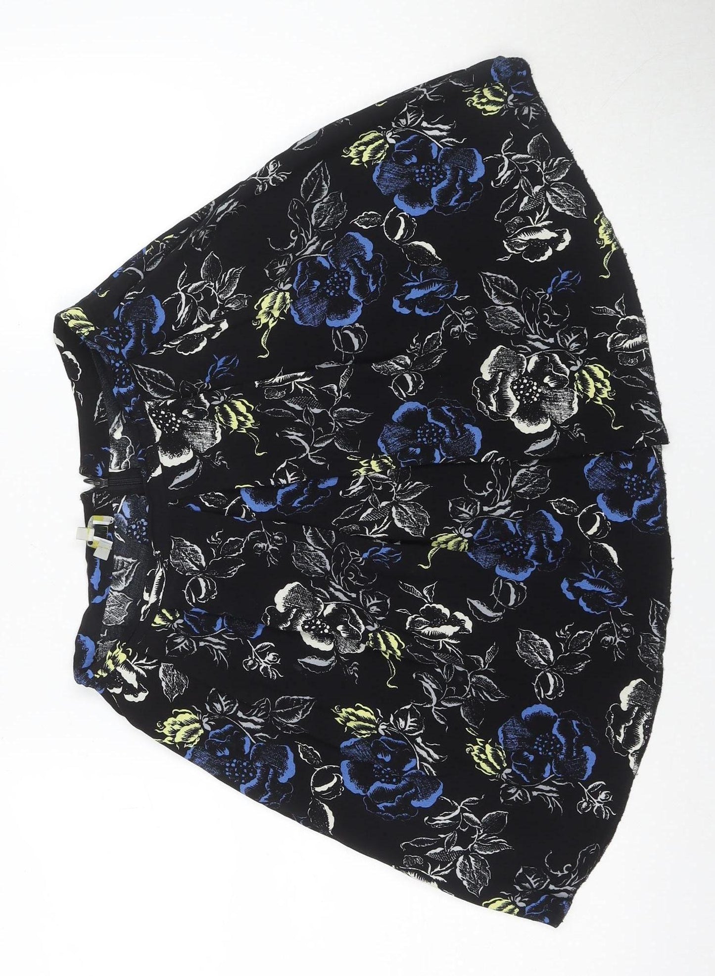 Hobbs Women's Black & Blue A-Line Floral Skirt Size 8