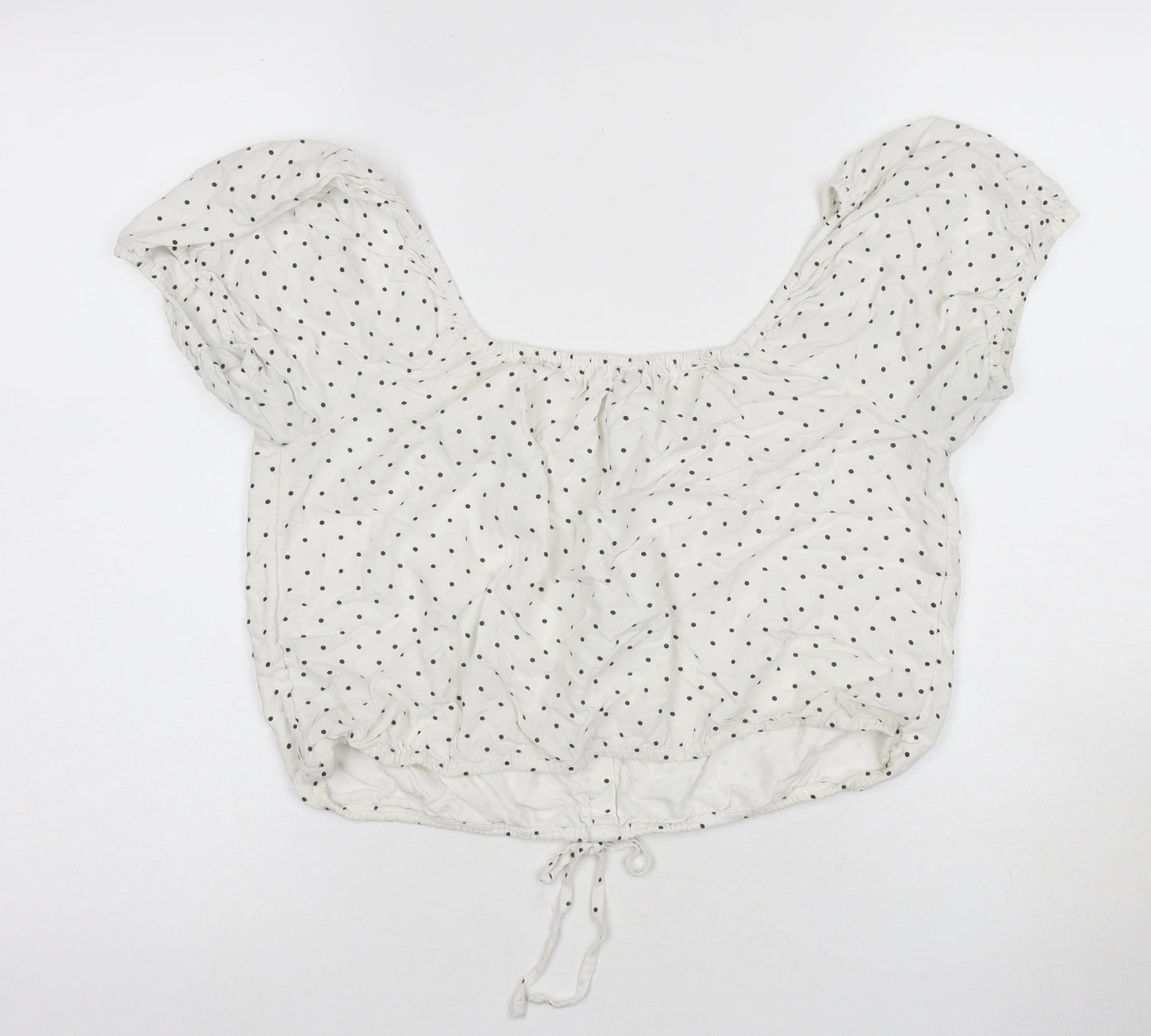 Hollister Women's White Polka Dot Blouse, Size L