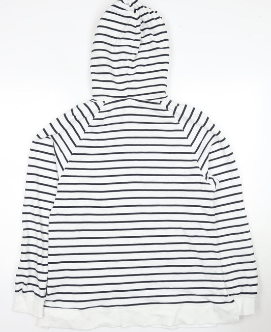 Marks and Spencer Women's Striped Pullover Hoodie M White