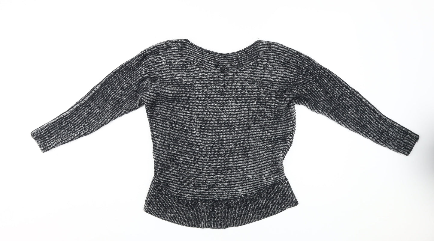 AllSaints Women's Black XS Striped Merino Pullover