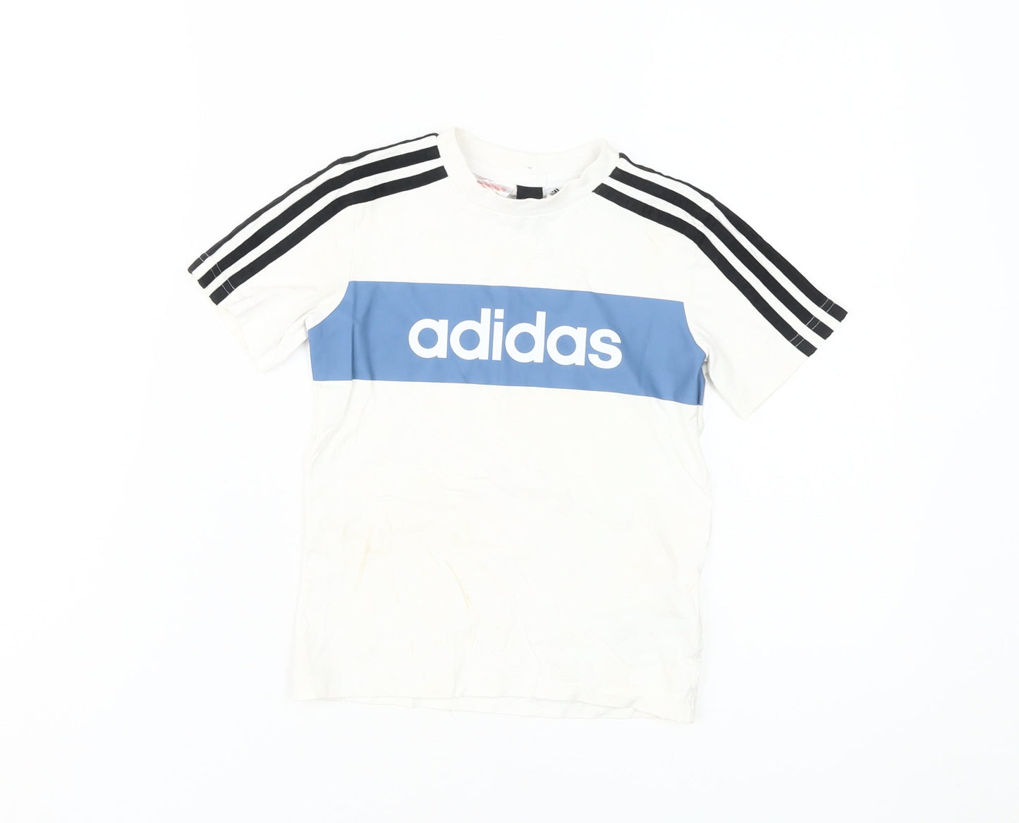 Adidas Boys White Graphic T-Shirt, Size 5-6 Years