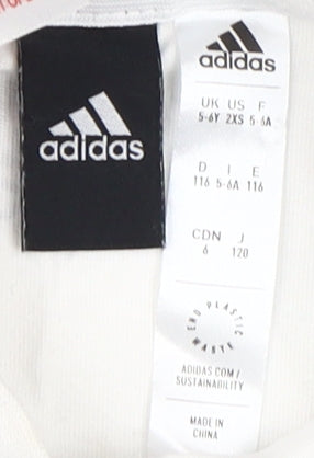 Adidas Boys White Graphic T-Shirt, Size 5-6 Years