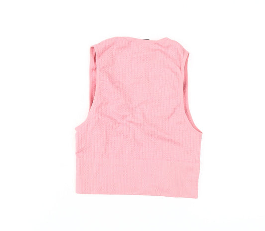Stradivarius Women's Pink Cropped V-Neck Tank Top - Size S