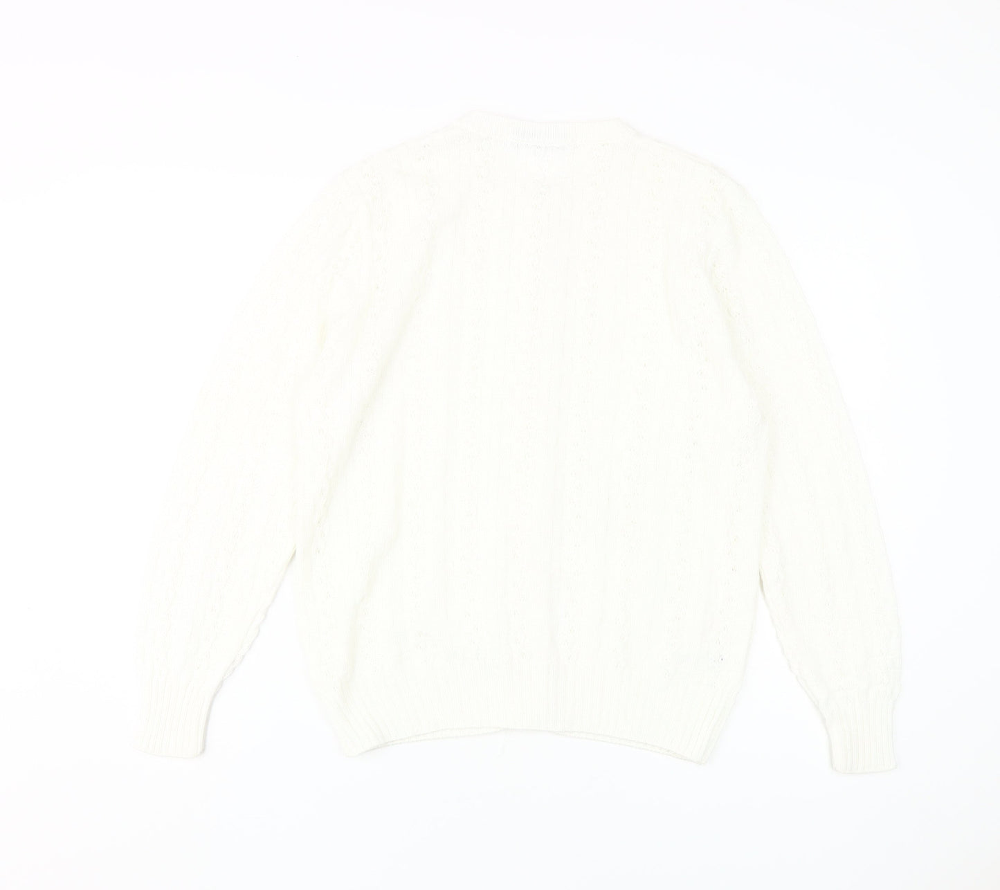 St Michael Women's White Cable-Knit Cardigan Size 12-14