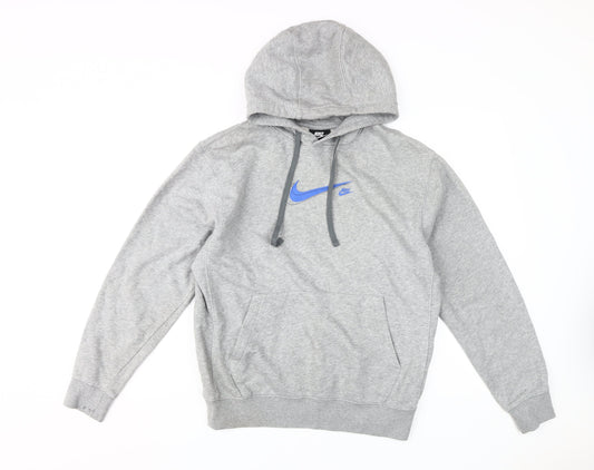 Nike Men's Grey Hoodie Size S Pullover Logo Fleece