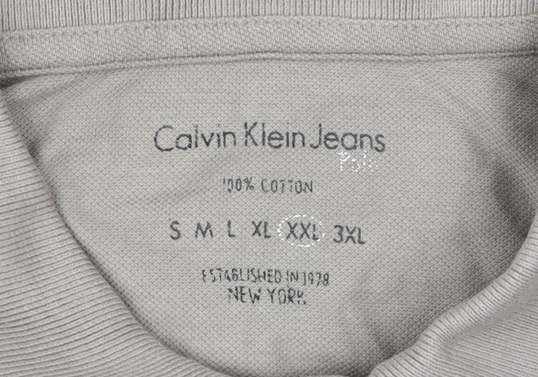 Calvin Klein Men Beige 2XL Short Sleeve Polo