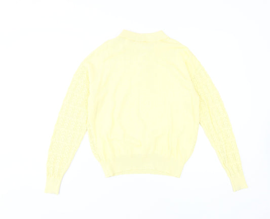 Anne Weyburn Yellow Women's Collared Pullover Jumper Size 12