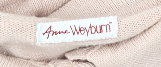 Anne Weyburn Women's Beige Collared Cardigan Size 10