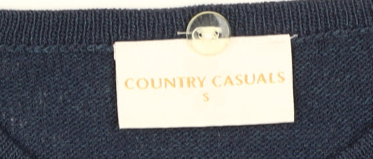 Country Casuals Women's Blue Knit Polka Dot Jumper S