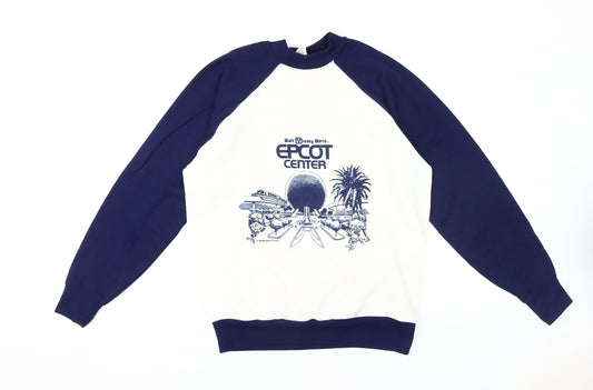 Disney Epcot Unisex Blue/White Sweatshirt, Large, Retro