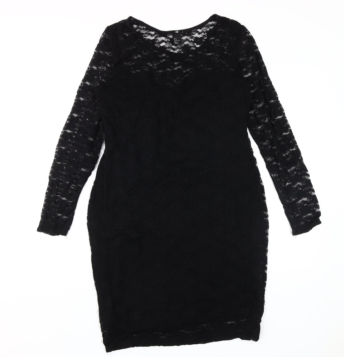 H&M Women's Black Lace Sheath Dress L
