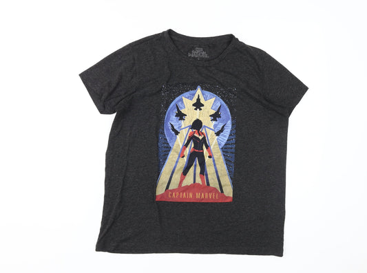 Marvel Captain Marvel Black T-Shirt, Unisex, Size S