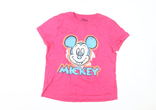 Disney Women's Pink Mickey Mouse T-Shirt - Size S